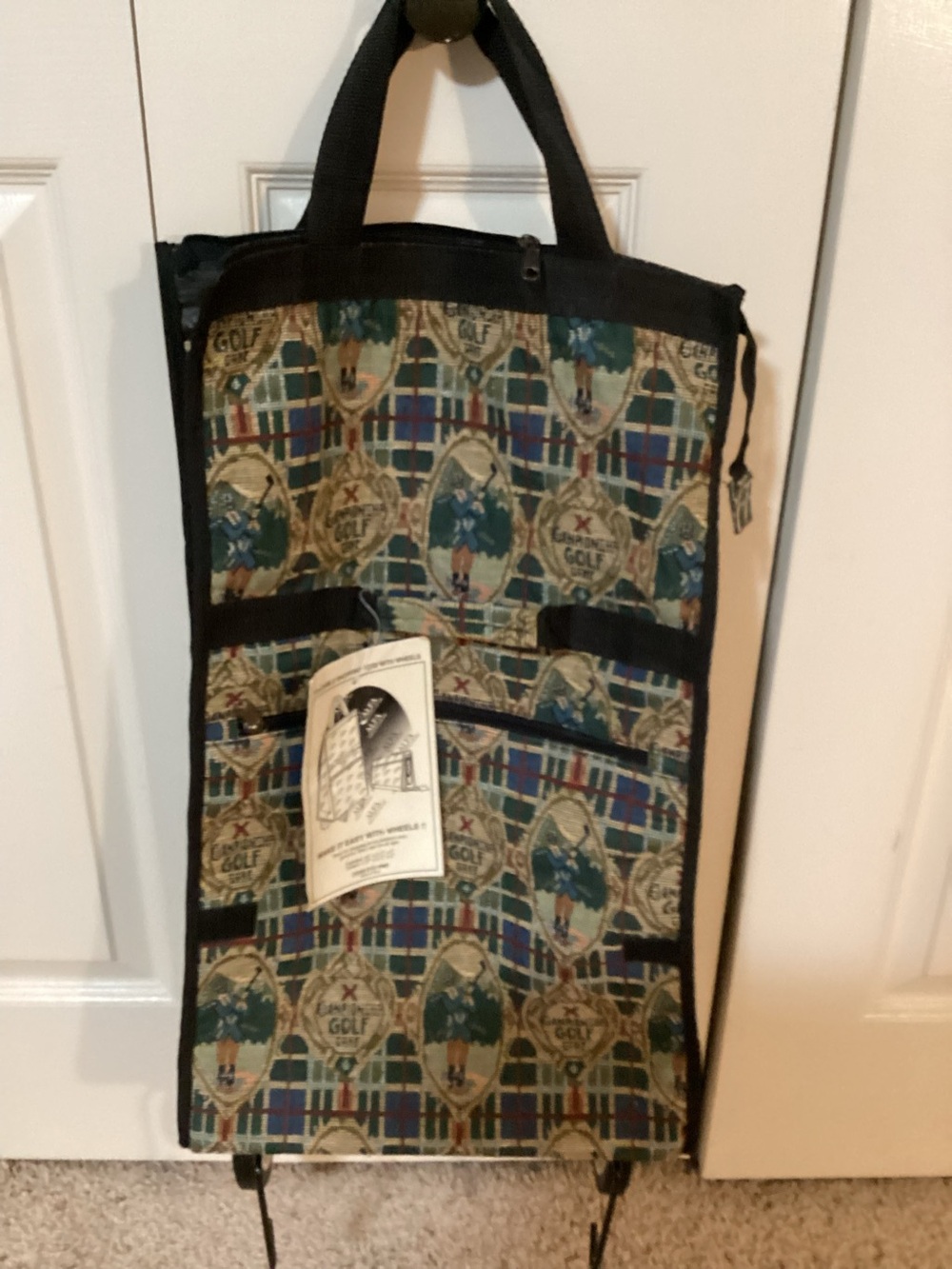 Vintage ALFA Travelgear Wheeled Golf Print Folding Tote Bag